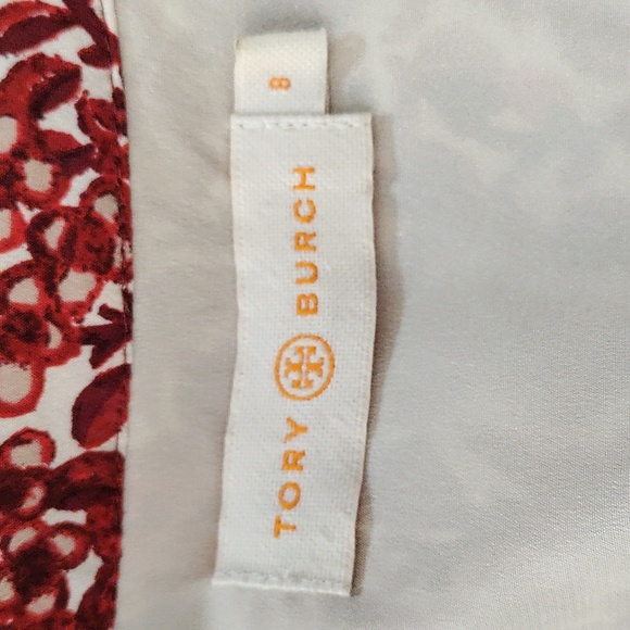 10577 FINAL PRICE Tory Burch red and burgundy floral L/S silk blouse 8 - Picture 9 of 12